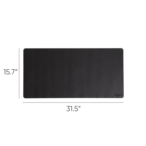 Smead Desk Pad, Vegan Leather Desk Mat with Non-Slip Faux Suede Backing, Perfect Desk Organizer for Office Decor, 31.5” x 15.7” Medium, Charcoal (64833) - color: Dark Gray, size: 15.7" x 31.5"