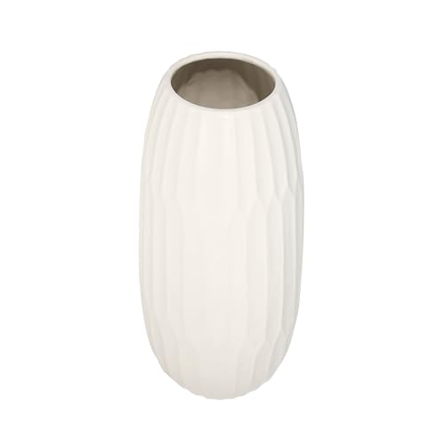 16" Ceramic Design Vase - Contemporary White Decorative Flower Vase for Table Centerpiece or Home or Office Decor Accent - color: White, size: 16" H