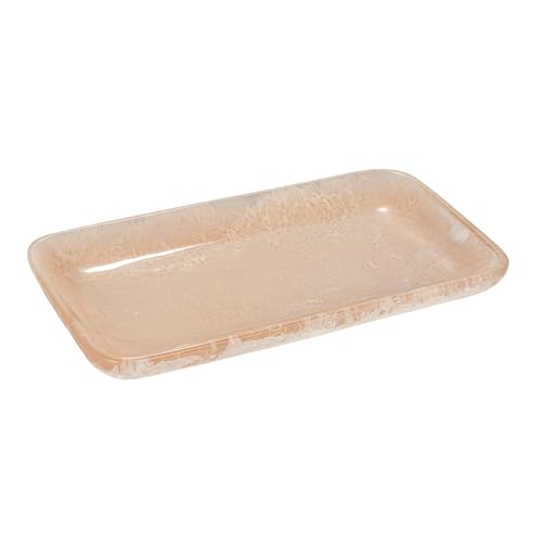 Creative Co-Op Matte Marbled Resin Tray, Blush Pink