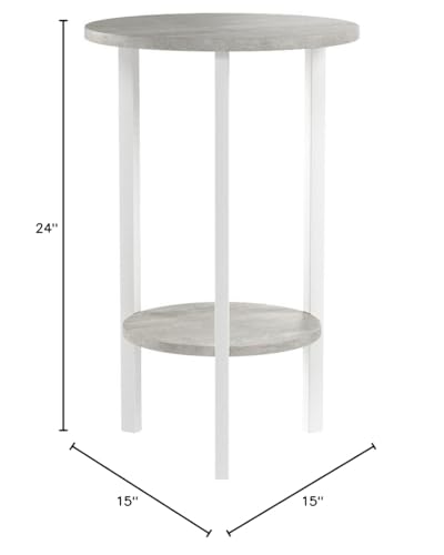 Convenience Concepts Graystone 24 inch 2 Tier Plant Stand - Industrial Stand for Plants, Vases, and Antiques, Urban Modern Design for the Living Room, Hallway, Entryway, Faux Birch/White