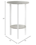 Convenience Concepts Graystone 24 inch 2 Tier Plant Stand - Industrial Stand for Plants, Vases, and Antiques, Urban Modern Design for the Living Room, Hallway, Entryway, Faux Birch/White