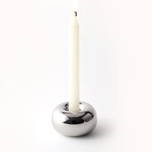 Silver Modern Doughnut Shaped Candlestick Holder, Small Decorative Taper Candle Holder for Bathtub Bedroom Livingroom - size: 1 Pack