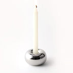 Silver Modern Doughnut Shaped Candlestick Holder, Small Decorative Taper Candle Holder for Bathtub Bedroom Livingroom - size: 1 Pack
