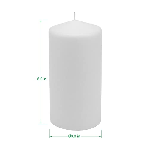 Stonebriar 3 Pack Tall 3 x 6 Inch 65 Hour Long Burning Unscented White Wax Pillar Candles - size: 3" x 6", style: Pack of 3
