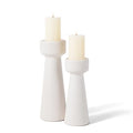 Candle Holders Ceramic White Taper S&L Set of 2 Matte Stylish Decorative Candlestick Holders for Home Decor Dinning Wedding Party Aromatherapy Votive (CH7585W)