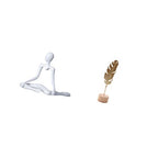 Fenteer Thinker Abstract Sculpture Desktop Figurine Metal Leaf Statue Minimalist Home Decor Iron Wood Artistic Hollow Design Suitable for Living Room Office B