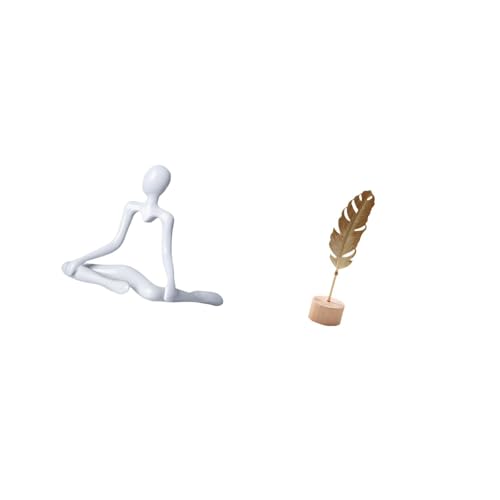 Fenteer Thinker Abstract Sculpture Desktop Figurine Metal Leaf Statue Minimalist Home Decor Iron Wood Artistic Hollow Design Suitable for Living Room Office B