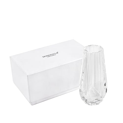 Small Crystal Flower Bud Vase Decorative Vase for Home or Dinner Table Outline Dimensions W2.8 x H5.9 with Gift Box - size: 7x15cm