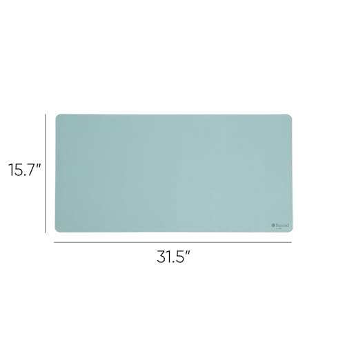 Smead Desk Pad, Vegan Leather Desk Mat with Non-Slip Faux Suede Backing, Perfect Desk Organizer for Office Decor, 31.5” x 15.7” Medium, Superior Blue (64835) - color: Blue, size: 15.7" x 31.5"