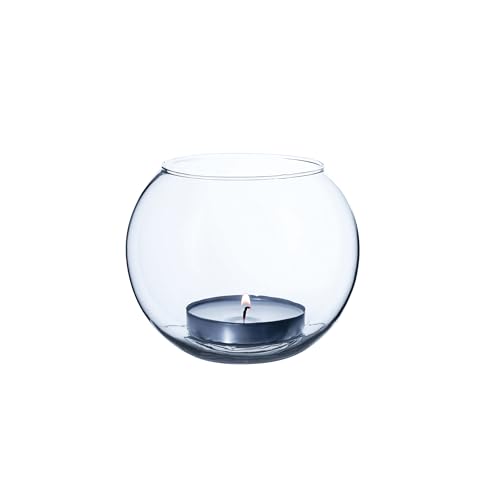 WGVi Clear Glass Tea Light Votive Candle Holder, Width 3", Height 2.5", Small Globe Bubble Bowl Round Vase, Tabletop Décor Container Terrarium, 1 Piece
