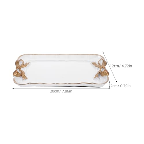 Kichvoe Retro Bowknot Jewelry Tray 7.87X4.72X0.78In Decorative Dessert Plate for Rings Necklaces Earrings Keys Holder Home Decor Cafe Display