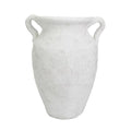 roro Rustic White Prunus Vase with Ear Handles, 11 inches, Textured Stucco Finish
