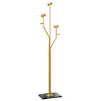 Gold Coat rack,Sturdy coat tree freestanding heavy duty with Marble Base,Metal standing coat rack for Bedroom,Entrance,Modern coat hanger stand for Coats,Hats,Bags(gold) - style: gold-tree hook