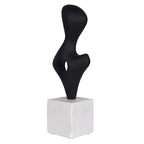 Cruiser’s Caché Modern Abstract Sculpture, Artisan-Made Cast Aluminum with Black Anthracite Finish, Natural Marble Base, 11.75" - color: Modern Abstract 11.75"