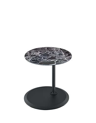 Small Drink Table,Height Adjustable Pedestal Table, Martini Tables, Side End Tables with Round Marble Top,Increase Size and Weighted Base for Small Spaces Living Room,Bedroom - Black - color: Marble-adjustable 2#
