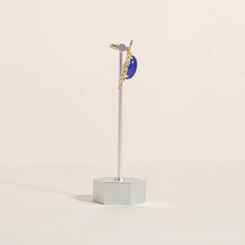 Silver earring display stand for selling, Metal earring T bar holder for show, Jewelry earring storage organizer, jewelry photography props (Hexagon base-Silver-Low) - color: Silver, size: Low
