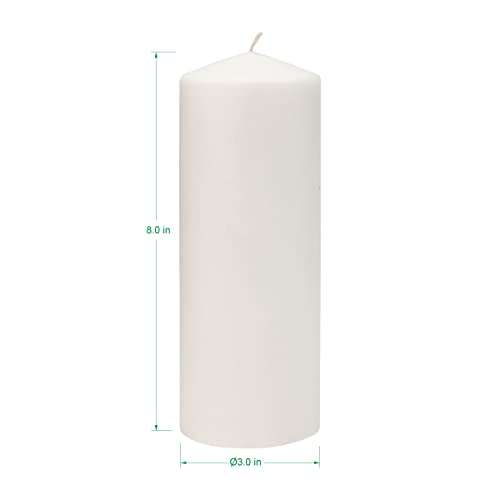 Stonebriar Unscented White Tall Pillar Candles, 80 Hour Burning Candle Pillars, Perfect for Decor, Weddings, Emergencies 3" X 8", 6 count - size: 3" x 8", style: Pack of 6