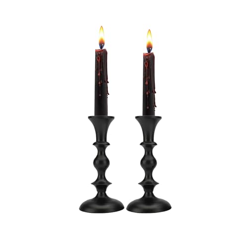 Black Candle Holders Set of 2 Decorative Centerpiece Table Candlesticks Holders for Taper Candles Home Decor Easter Candle Holders for Dinner Party Wedding Decorations - color: Black Matte