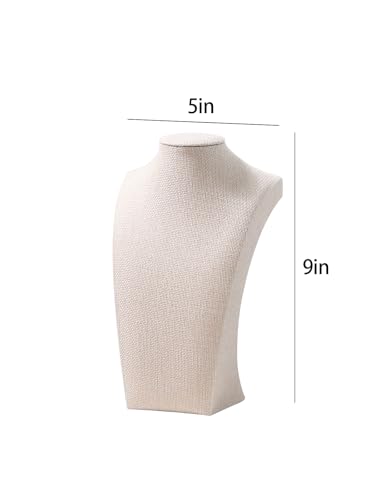 Necklace Bust Stand for Selling, Linen Necklace Display Holder, Jewelry Necklace Organizer Rack for Home Use or Store Show (9" Height) - color: Linen, size: 9" Height (1pc)