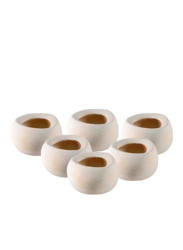 Serene Spaces Living Sienna Ivory Cement Bowl, Rustic Decorative Planter for Succulents, Sculptural Accent for Shelves, Tables, and Event Decor, Handcrafted Look, 6" Diameter & 3.5" Tall, Pack of 6 - size: Pack of 6