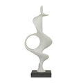 Deco 79 Polystone Abstract Decorative Sculpture Home Decor Statue with Black Base, Accent Figurine 10" x 9" x 28", White