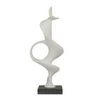 Deco 79 Polystone Abstract Decorative Sculpture Home Decor Statue with Black Base, Accent Figurine 10" x 9" x 28", White