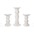 Hosley Set of 3 Ceramic White Pillar Candle Holders Two 6 inch and One 9.5 inch High Ideal for LED and Pillar Candles Gifts for Wedding Party Home Spa Aromatherapy Votive Candle Gardens - color: 1-white