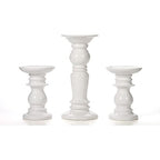 Hosley Set of 3 Ceramic White Pillar Candle Holders Two 6 inch and One 9.5 inch High Ideal for LED and Pillar Candles Gifts for Wedding Party Home Spa Aromatherapy Votive Candle Gardens - color: 1-white
