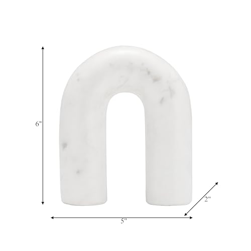 White Marble Arch Decorative Object – Rounded Horseshoe Sculpture Modern Home Decor – Contemporary Shelf & Coffee Table Decor for Office & Living Room – 5" x 6" - size: 6.0" H