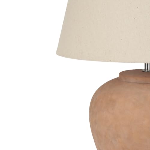 Nourison Home 20" Rustic Terracotta Ceramic Table Lamp with Fabric Shade, Bedside Nightstand Lamp for Bedroom, Living Room, Entryway - color: Terracotta