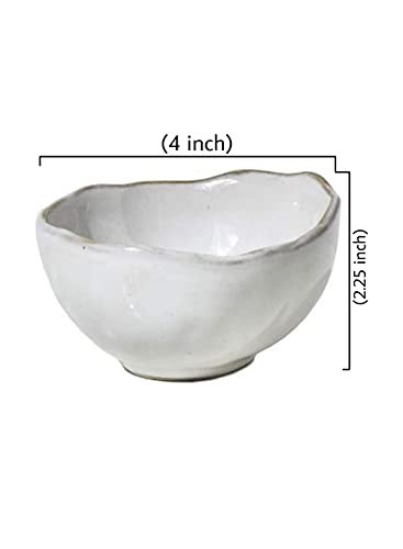 Serene Spaces Living Set of 4 Extra Small Free-Form Edge Glazed Ceramic Bowl, Centerpiece for Vintage Weddings, Events, Home Décor, Measures 4" Diameter, 2.25" Tall - color: 4" Bowl, 4 Pcs