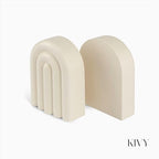 KIVY Concrete Book Ends for Shelves [Heavy Duty BOOKENDS] - Bookends Decorative for Heavy Books - Modern Trendy Book Ends - Book Stopper for Shelves - Book Holders for Shelves (White Bookends)