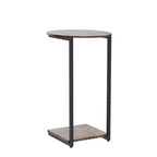 Hosfais Side Table Small End Table, C-Shaped Wood Sofa Table with Metal Frame for Living Room, Bedroom, Small Spaces (Rustic Brown) - color: Rustic Brown, size: Oval