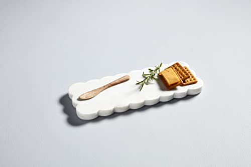 Mud Pie Scallop Marble Board Set, White, 12" x 5"