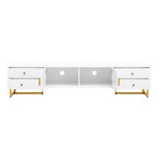 Modern TV Stand with Drawers for TVs up to 75'', Media Console Storage Cabinet Entertainment Center Furniture for Living Room Bedroom, Gold Metal Legs, 70.9-Inch, White - color: White