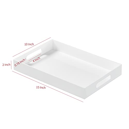 Acrylic Tray with Embedded Handle, 10x15 Inch, White - color: White, size: 15" x 10" x 2"