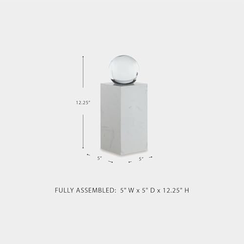 Signature Design by Ashley Sellner Modern 12 in. Crystal and Marble Sculpture, White & Clear - size: 5" W x 5" D x 12.25" H