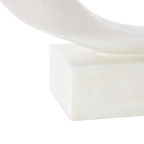 Deco 79 Polystone Abstract Decorative Sculpture Textured Open Wave Home Decor Statue with Elevated Base, Accent Figurine 22" x 6" x 22", White - size: 22" x 6" x 22"