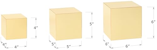 Red Co. Set of 3 Glossy Gold Acrylic Cube Display Nesting Riser Stands with Hollow Bottoms - color: Gold, size: 4",5",6" - 1 pack
