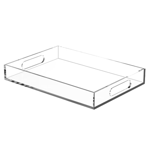Acrylic Organizers Tray, Acrylic Organizers Tray Large, Acrylic Tray with Handle, Lucite Tray Organizer for Bench, Coffee Table Countertop, Bathroom, Living Room, Powder Room - size: 16.3" x 12" x 1.7"