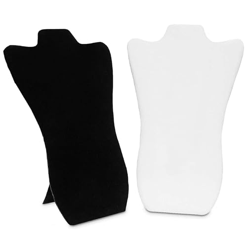 RJ Displays Jewelry Display for Vendors, Velvet Necklace Display Stand Holder, Jewelry Stand Necklace Holder for Vendors. Jewelry Display Stand 14” H. (Black and White) - color: Black and White