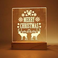 2Pcs 6" Wood LED Light Base with Blank Acrylic Sheet Clear Cast Plexiglass for LED Light Base Signs DIY Display Projects Craft-Warm Light - color: Warm Light, size: 2PC 6" + AS