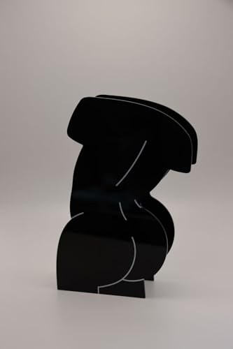 Black Acrylic Vase, Modern Abstract Sculptural Design, Home Decor Tabletop Accent, 11.8 Inch Height