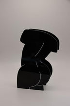 Black Acrylic Vase, Modern Abstract Sculptural Design, Home Decor Tabletop Accent, 11.8 Inch Height