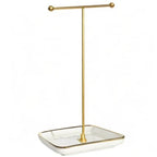 VROOMIUM Necklace Holder- Ceramic Base 1ft Height Jewelry Organizer Stand, Aesthetic Jewelry Hanger Display for Necklaces, Bracelets, Rings, Exhibidor de Collares-Classic White - color: Sq. Lux White