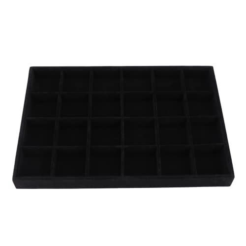 Large Velvet Jewelry Tray, Drawer Organizer for Jewelry in Dresser, Stackable Jewelry Drawer Organizer Inserts for Earring Necklace Bracelet Rings(Black,24grid) - color: Black, size: 24grid