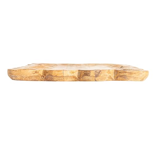 Creative Co-Op Scalloped Mango Wood Tray, Natural