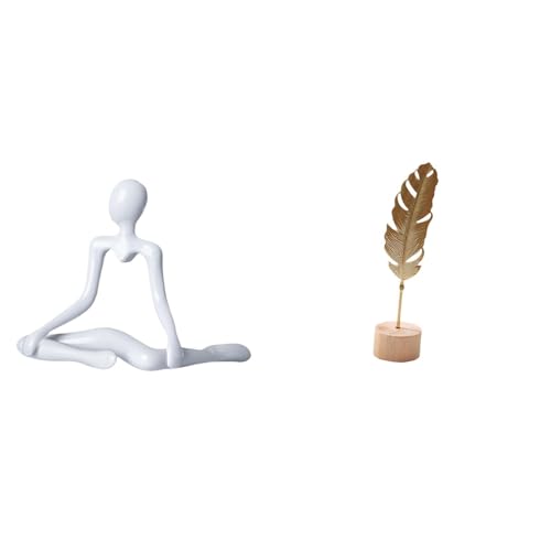 Fenteer Thinker Abstract Sculpture Desktop Figurine Metal Leaf Statue Minimalist Home Decor Iron Wood Artistic Hollow Design Suitable for Living Room Office B