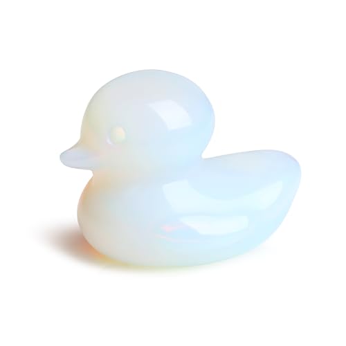 QINJIEJIE Opalite Duck Gifts Decor Funny Ducks Figurines Healing Gemstone Cute Animal Statues White Opal Stone Room Desk Home Duck Decor Reiki Energy Stocking Stuffers Gifts for Her - color: Opal