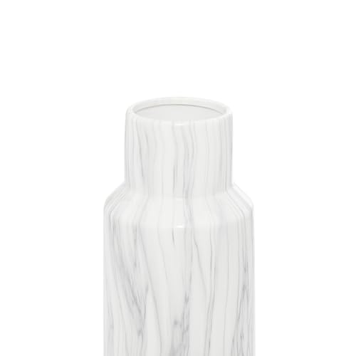 Deco 79 Ceramic Decorative Vase Faux Marble Centerpiece Vase, Flower Vase for Home Decoration 6" x 6" x 15", White - color: White, size: 6" x 6" x 15"